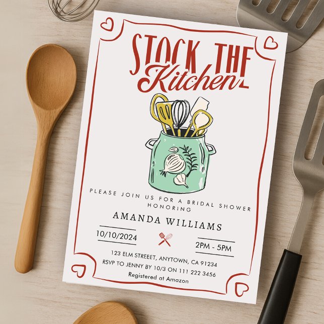 Retro Stock the Kitchen Bride Bridal Shower Invitation (Retro Stock the Kitchen Bridal Shower Invitation)