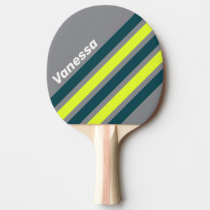 Retro Storm Cloud Grove Angled Striping with Name Ping Pong Paddle