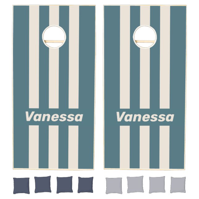 Retro Storm Three Pin Striped with Name Cornhole Set (Set)