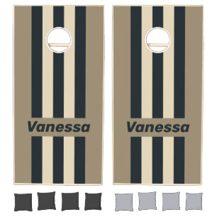 Retro Stormy Desert Three Pin Striped with Name Cornhole Set