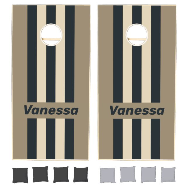 Retro Stormy Desert Three Pin Striped with Name Cornhole Set (Set)