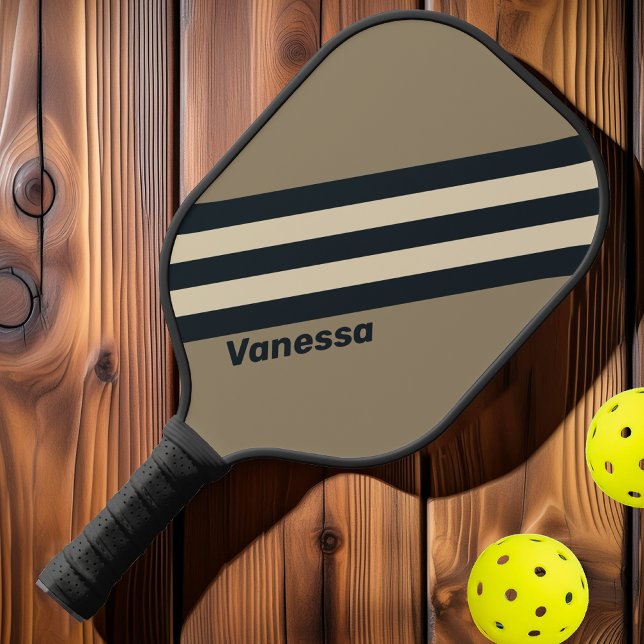 Retro Stormy Desert Three Stripes with Name Pickleball Paddle (Creator Uploaded)