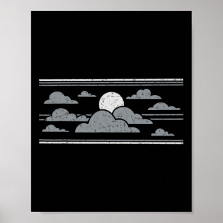 Retro Stormy Halloween Moon Poster