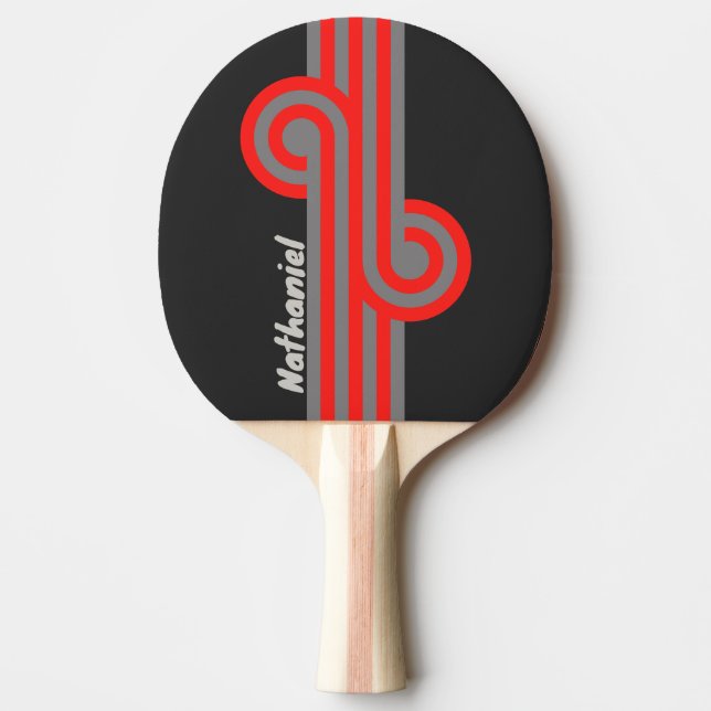 Retro Stormy Sky Loop with Name Ping Pong Paddle (Front)