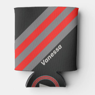 Retro Stormy Sky Stripes with Name Can Cooler