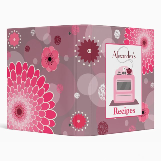 Retro Stove Flowers & Dots Recipe Binder (Background)
