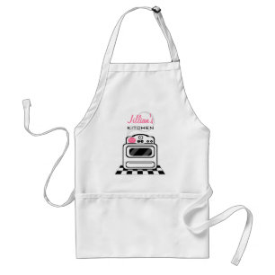 Retro Stove Modern Pink Kitchen Personalized Apron