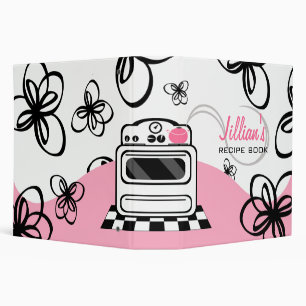 Retro Stove / Modern Pink Kitchen Recipe Book Binder