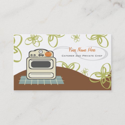 Retro Stove Orange &amp; Blue Kitchen Caterer / Chef Business Card