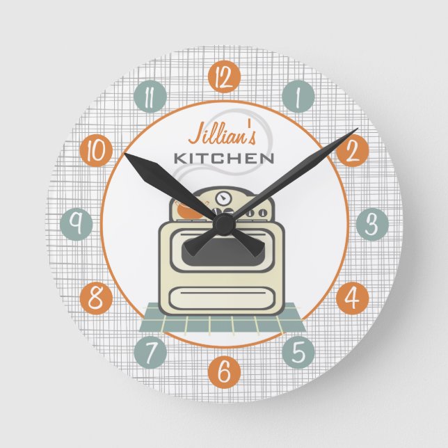 Retro Stove Personalized Kitchen Clock (Front)