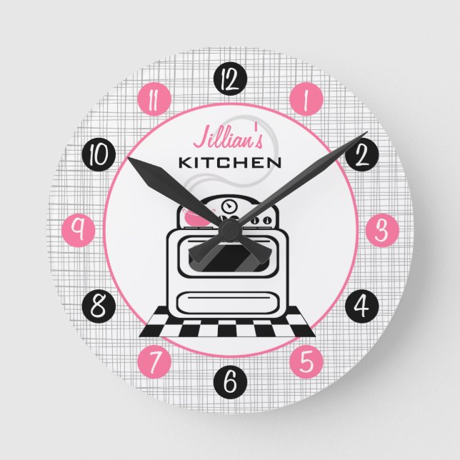 Retro Stove Personalized Kitchen Clock (Front)