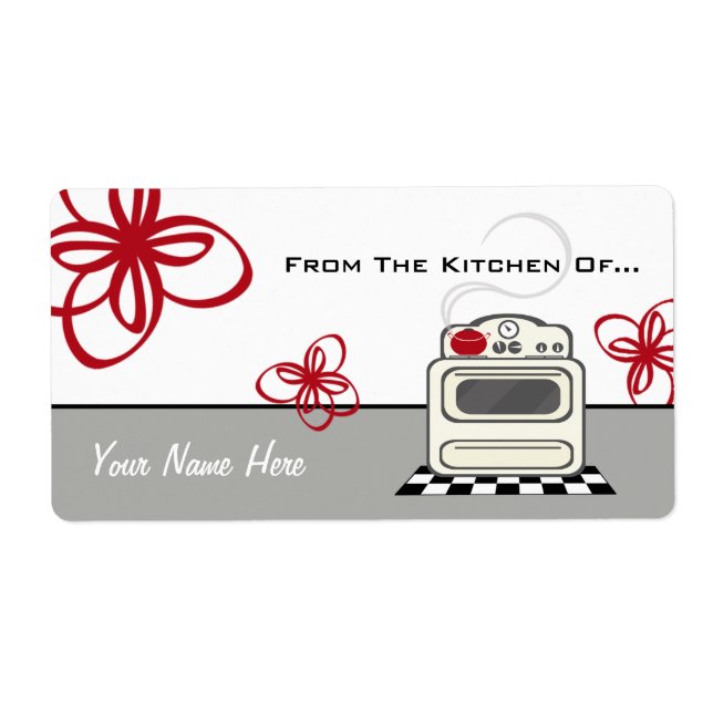Retro Stove Red Kitchen From The Kitchen Of... Label (Front)