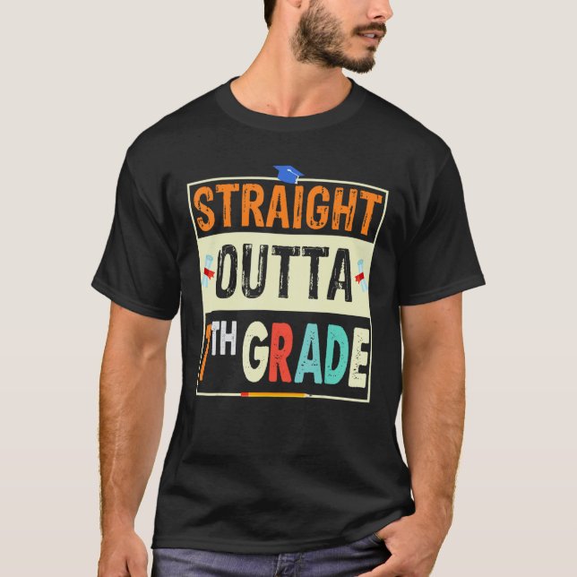 Retro Straight Outta 7th Grade  1st Day of School T-Shirt (Front)
