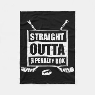 Retro Straight Outta The Penalty Box Funny Hockey Fleece Blanket