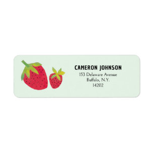 Retro Strawberries Original Art Fun Return Address Label