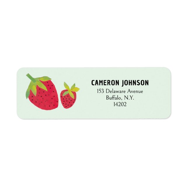 Retro Strawberries Original Art Fun Return Address Label (Front)
