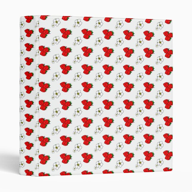 Retro Strawberry and Flowers Pattern 3 Ring Binder (Front/Spine)