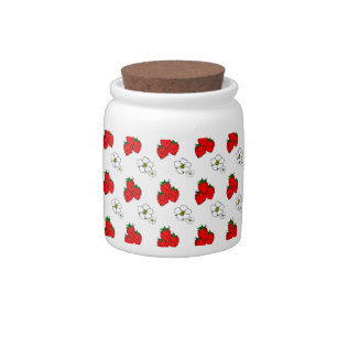 Retro Strawberry and Flowers Pattern Candy Jar