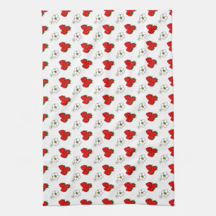 Retro Strawberry and Flowers Pattern Towel