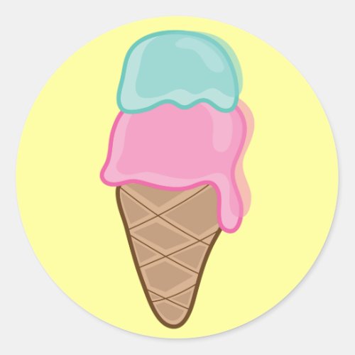 Retro Strawberry and Mint Ice_Cream Gift  Favors Classic Round Sticker