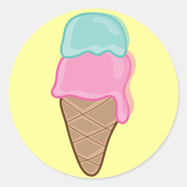 Retro Strawberry and Mint Ice-Cream Gift / Favors/ Classic Round Sticker (Front)