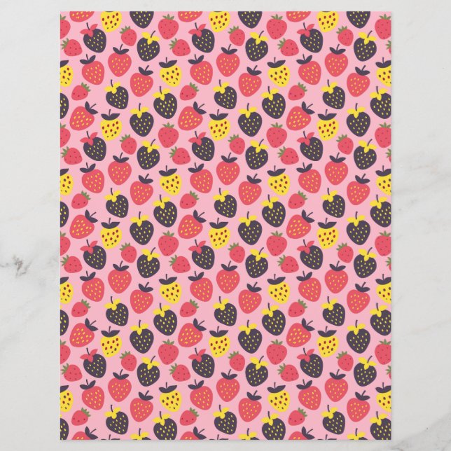 Retro strawberry and stripes scrapbook paper (Front)