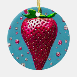Retro Strawberry Ceramic Ornament