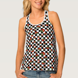 Retro Strawberry Checkered Tank Top