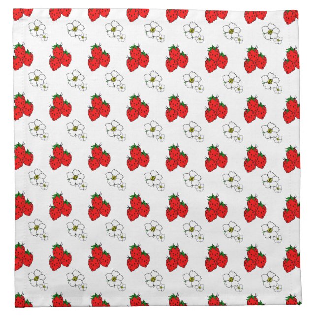 Retro Strawberry Flowers Pattern Napkins (Front)