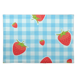 Retro Strawberry Gingham Cloth Placemat