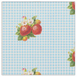 Retro Strawberry Gingham Pattern Fabric