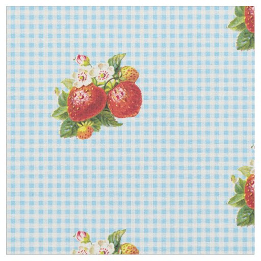 Retro Strawberry Gingham Pattern Fabric