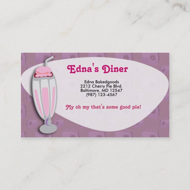 Retro Strawberry Milkshake Business Card (Front)