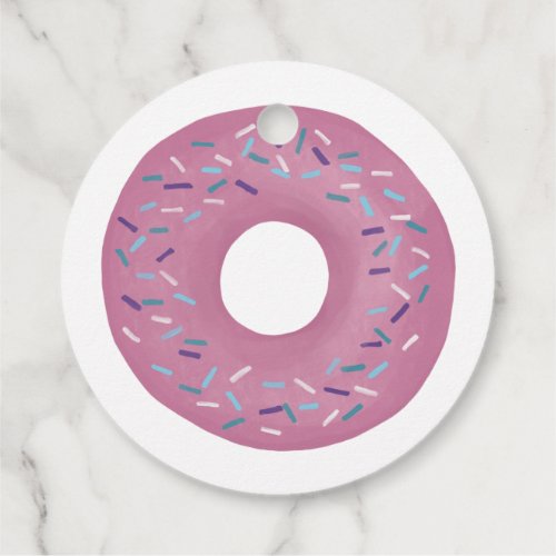 Retro Strawberry Pink Glazed Donut  Sprinkles Favor Tags