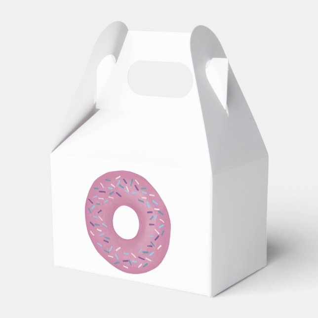 Retro Strawberry Pink Glazed Donut with Sprinkles  Favor Boxes (Front Side)