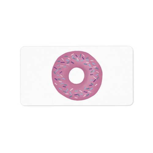 Retro Strawberry Pink Glazed Donut with Sprinkles Label