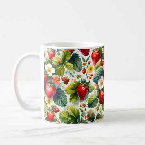 Retro Strawberry Plant  Vintage Garden Charm Coffee Mug