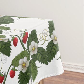 Retro Strawberry Plant With Gold Swirls  Tablecloth by Susang6 at Zazzle