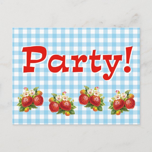 Retro Strawberry Postcard (Front)