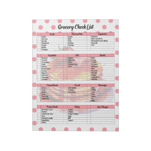 Retro Strawberry Treats Grocery List Notepad