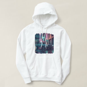 Retro Street Scene Art 1940s Classic Car Hoodie