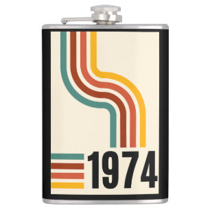 Retro Stripe 50th Birthday 1975 Rainbow Vintage Flask