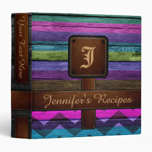 Retro Stripe Chevron Monogram Recipe #5 Binder