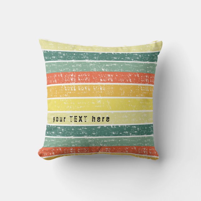 Retro Stripe Coastal Theme Throw Pillow (Front)