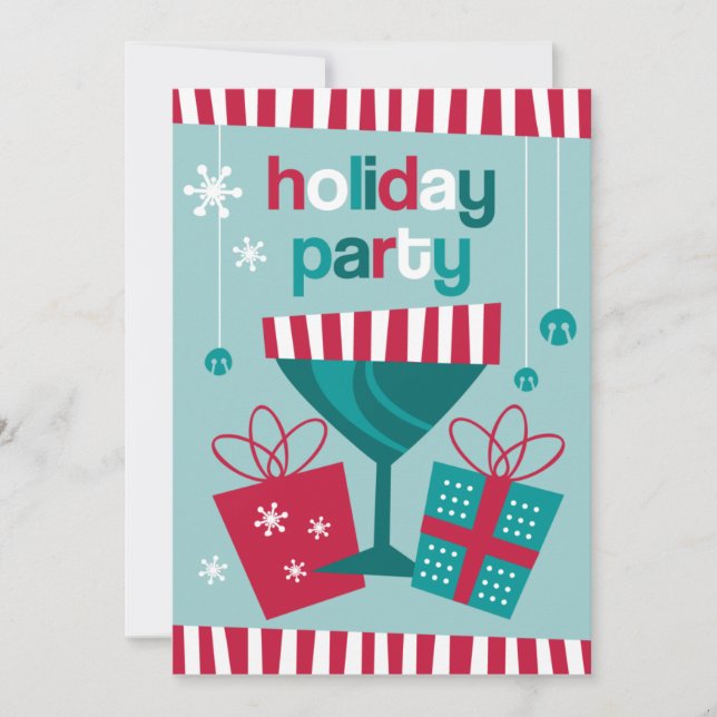 Retro Stripe Custom Holiday Invitation (Front)