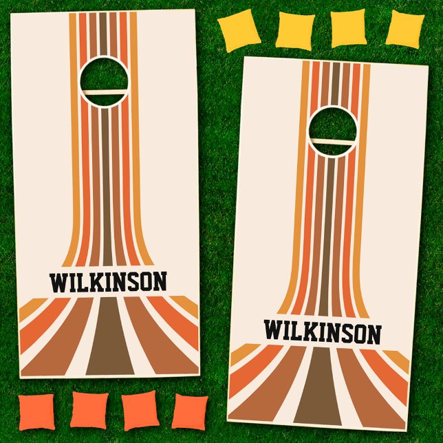 Retro Stripe Family Name Cornhole Set (Creator Uploaded)