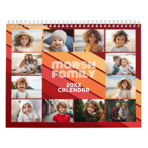 Retro Stripe Full Photo Each Month Calendar