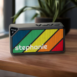 Retro Stripe in Bright Colors - with name monogram Bluetooth Speaker