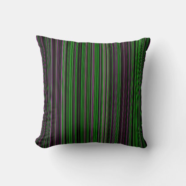 Retro stripe lime green purple decor pillow (Front)