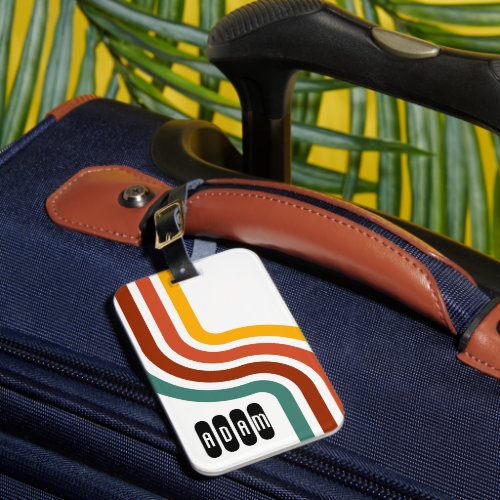 Retro Stripe Mid_Century Modern  Luggage Tag